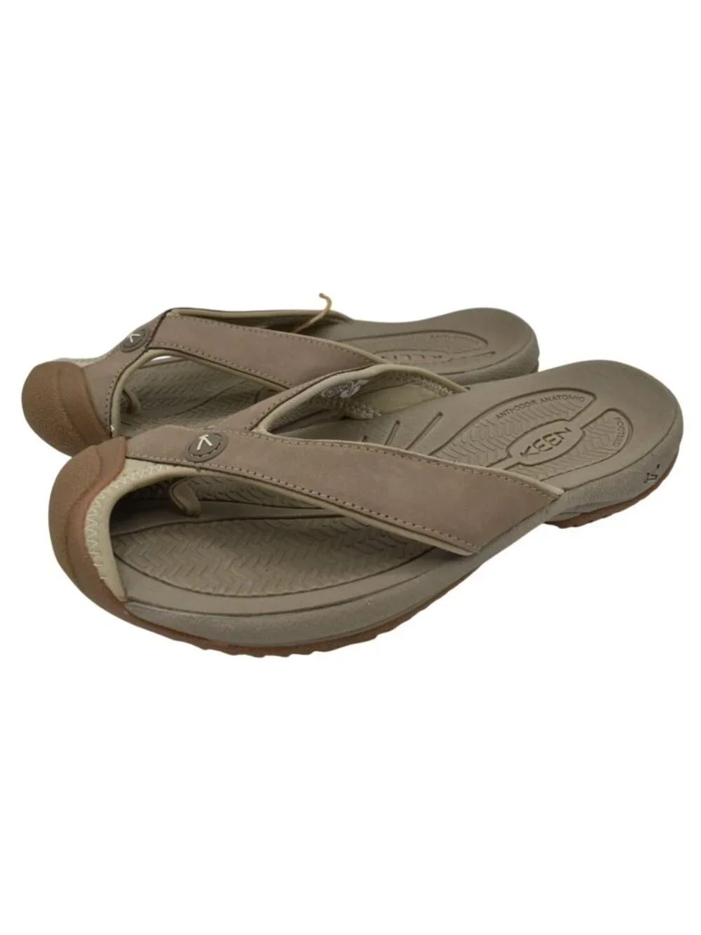 Keen Mens‎ Size 8 Waimea TG Toe Guard Brindle Birch Leather Flip Flops Sandals